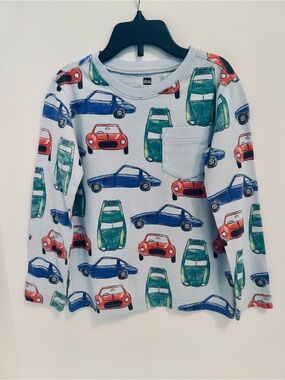 Boys Tea Collection Light Gray Long-Sleeve Tee with Multi Car Print